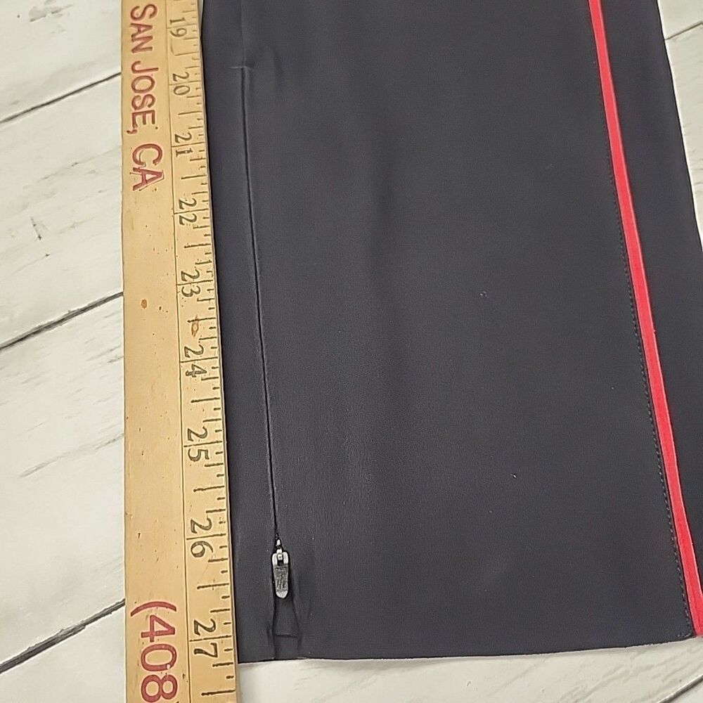 Athleta Stellar Novelty Trouser Stretchy Womens Size 6 Black Red Side Stripe Zip - Picture 7 of 13